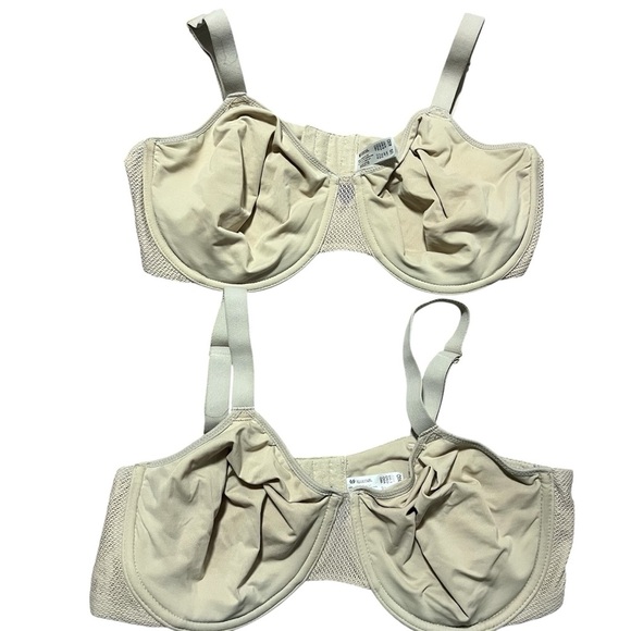 Lot of 2 Wacoal Women's Cream Bras Size 40D adjustable mesh sides underwire - Picture 1 of 6